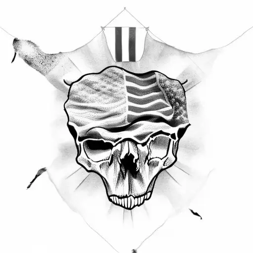 Bear Skull With American Flag