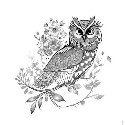 Owl With Florals