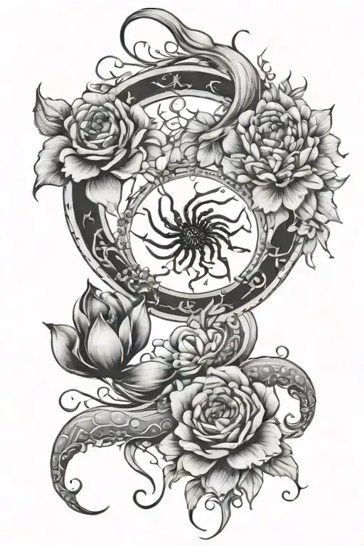 Cancer Zodiac Sumbol With Flowers