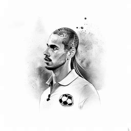 Portrait Of A Famous Botafogo Player In Black-grey Shading