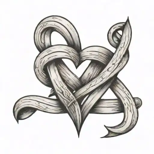 A Minimalist Black And Grey Tattoo Of Intertwined Initials Representing Love