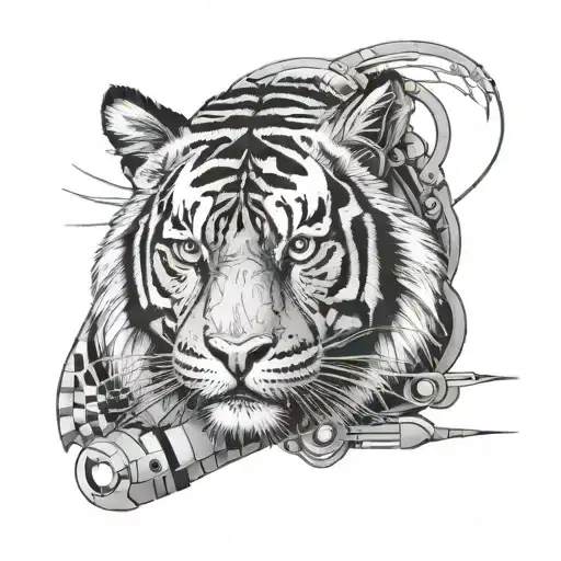 A Tiger Composed Of Engineering Tools And Equipment