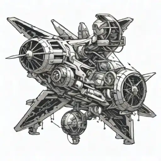 A Mechatronics Engineer Merging With A Futuristic Airplane Design