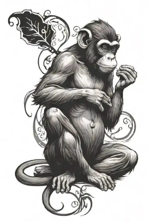 Monkey Zen Meditating Figure Sitting Cross Legged