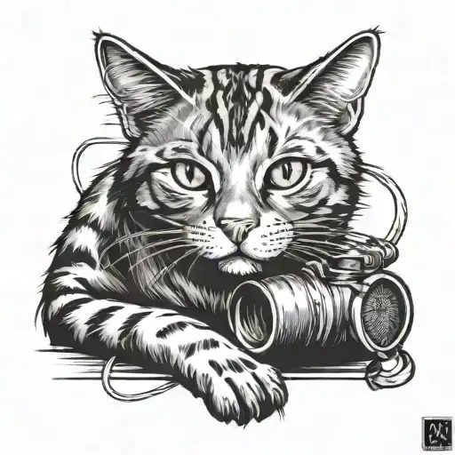 Stray Cat Sitting With Grenade