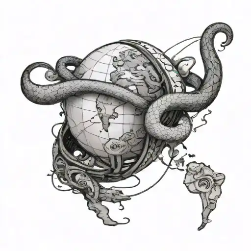 A Pharmacist Traveling The World With A Snake Wrapped Around A Globe