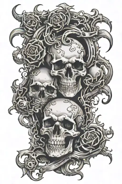 Combine Symbols Of Hell With Metal Music Imagery In A Black-grey Tattoo Design