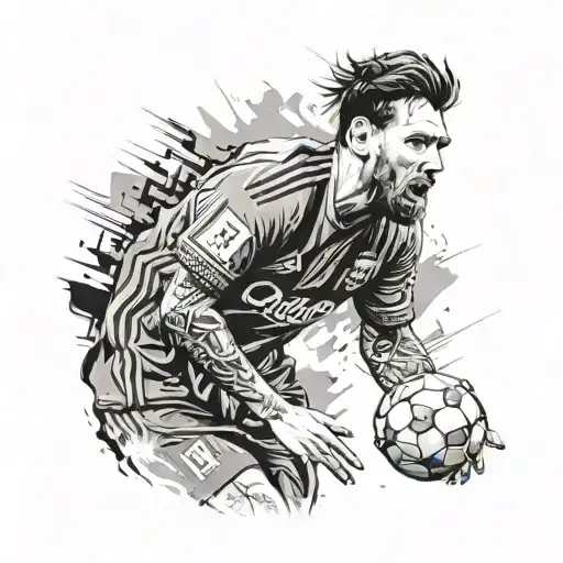 A Detailed Portrait Of Messi With A Subtle Soccer Field Background