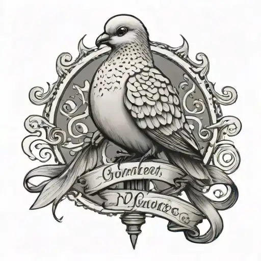 A Dove Perched On A Barber Pole With The Phrase 'Longlivemylovedones'