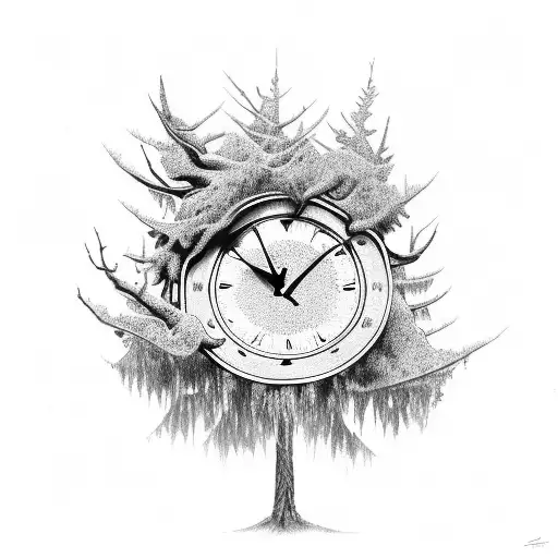 Clock In A Tree Trunk