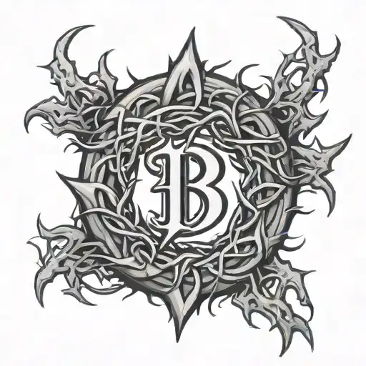 Crown Of Thorns With The Letter B In The Middle Of The Crown Of Thorns