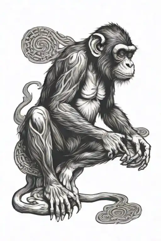 Monkey Zen Meditating Figure Sitting Happy