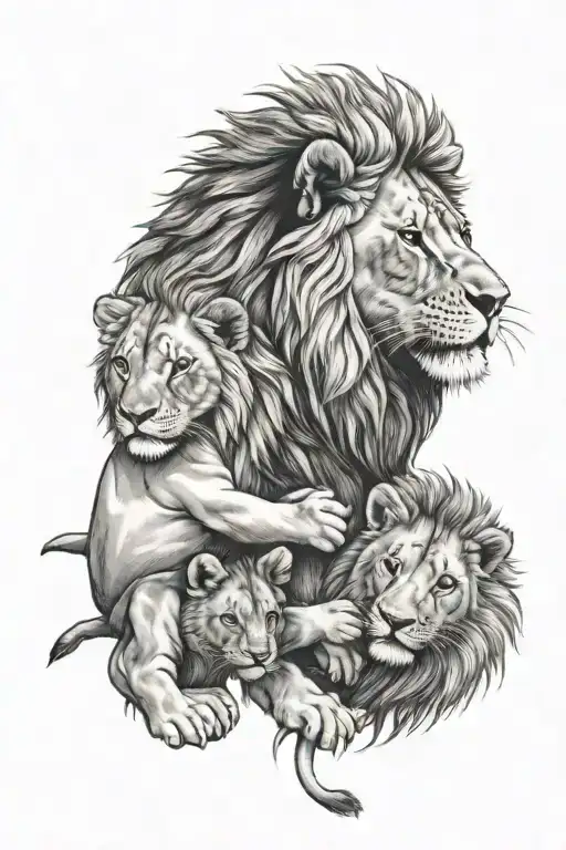 Lion Safety Three Children Holding Hands Holding