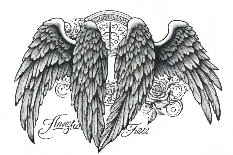 Angel Wings In Memory Of My Dead Grandpa With Date 1951-2022