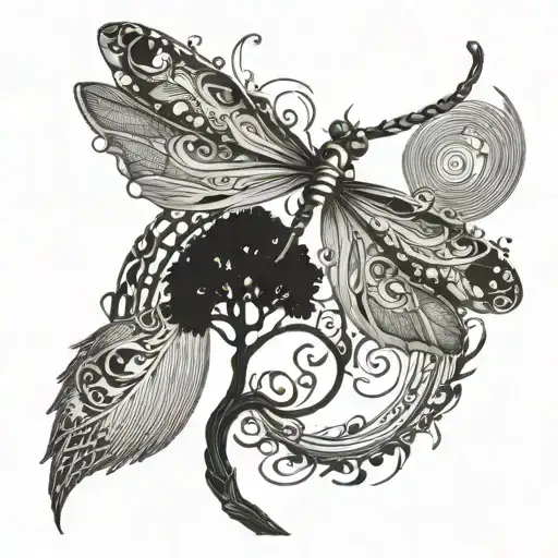 Dragon Fly Tree Of Life Music Notes Flowing