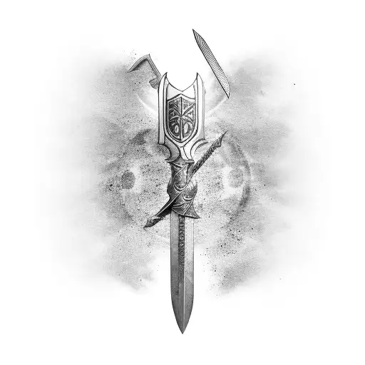 Templar Sword Eith A Sandwatch In The Background