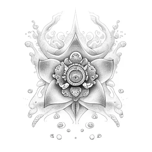 Ocean Theme With God And Flowers