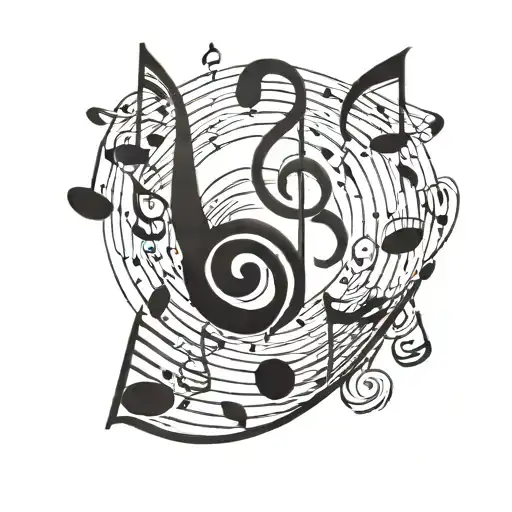 Unique Minimalist Tattoo Design Combining Music Notes
