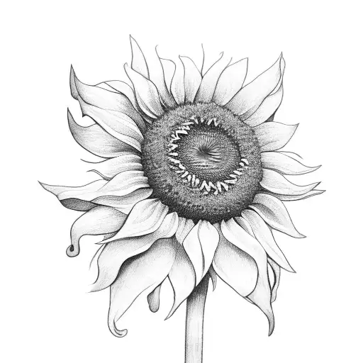 Sunflower And Poppy Flower With Stems