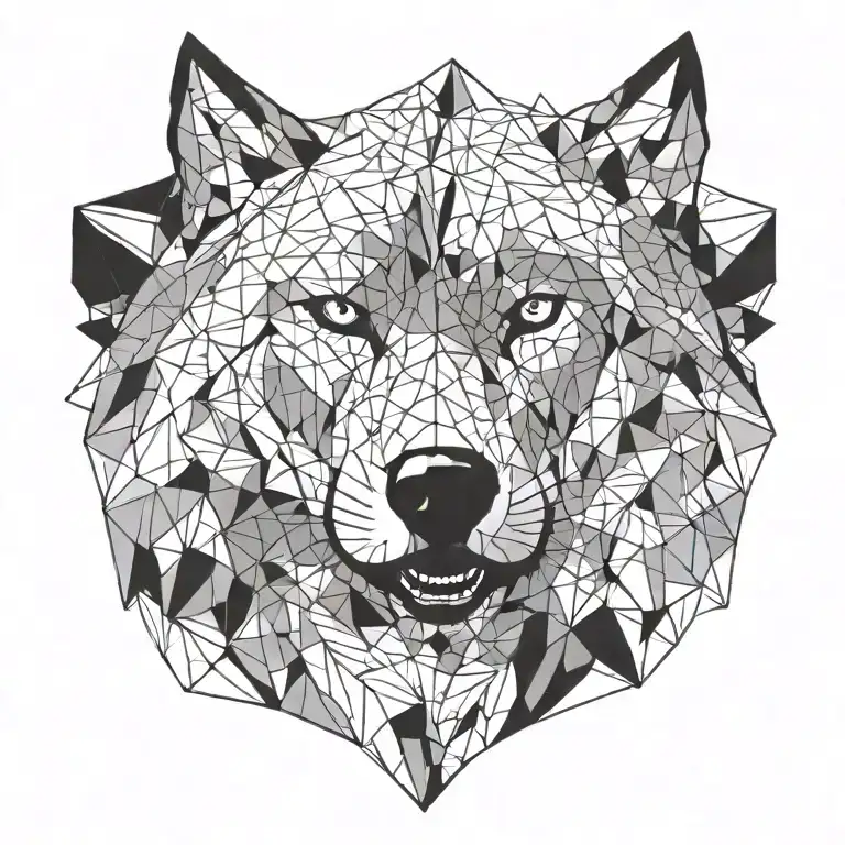 Geometric Wolf's Head Minimal Line Art