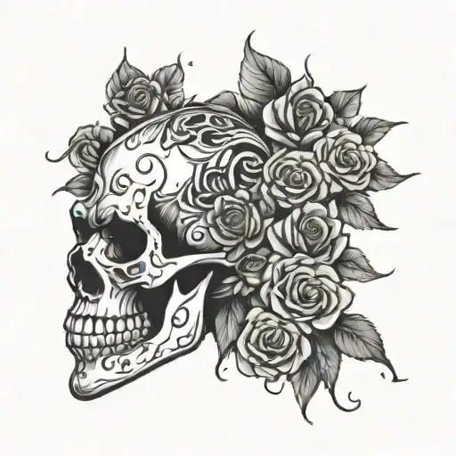 A Manager's Silhouette With A Background Of Dark Roses And Skulls