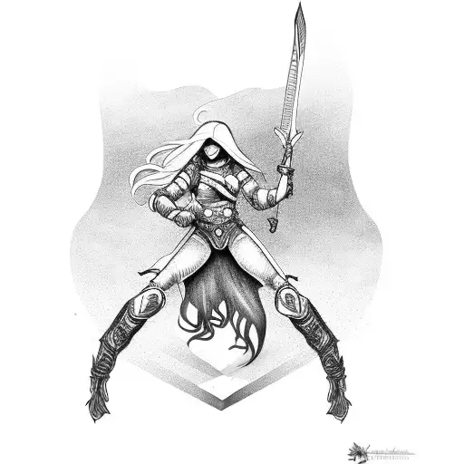 A Female Warrior Riding A Scorpion