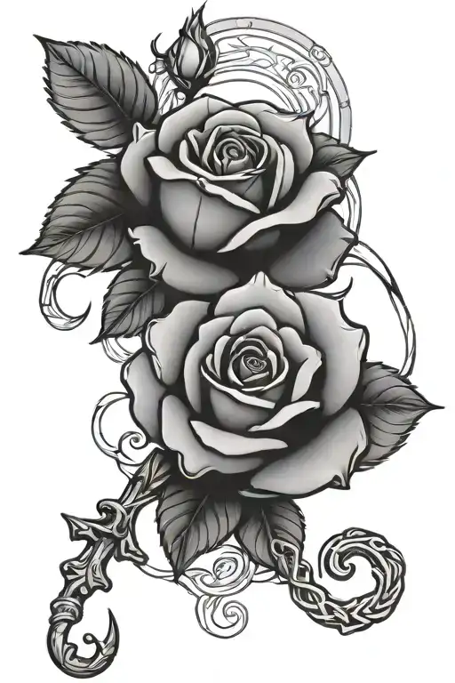 Create A Tattoo Featuring A Rose Intertwined With The Zodiac Cancer Symbol And Cross