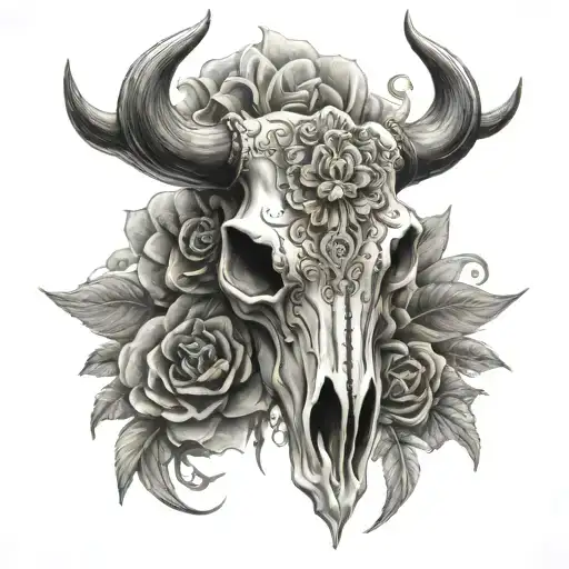 Ancient Feminine Bull Skull