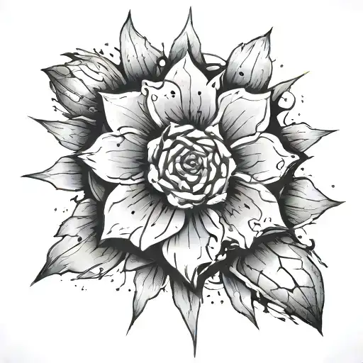 A Flower Blooming From A Shattered Nuclear Symbol Combined