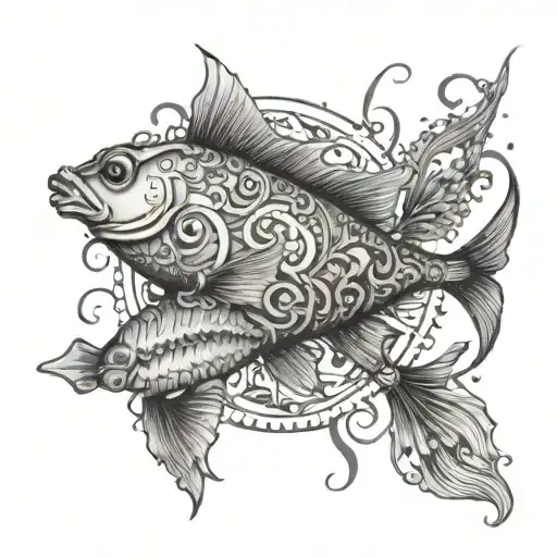 A Whimsical Interpretation Of The Pisces Zodiac Sign With Intricate Water And Fish Elements