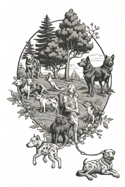 A Group Of Friends Exploring A Nature Trail With Their Favorite Pets