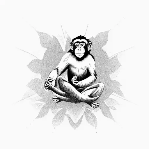 A Monkey Doing Yoga Poses In The Jungle