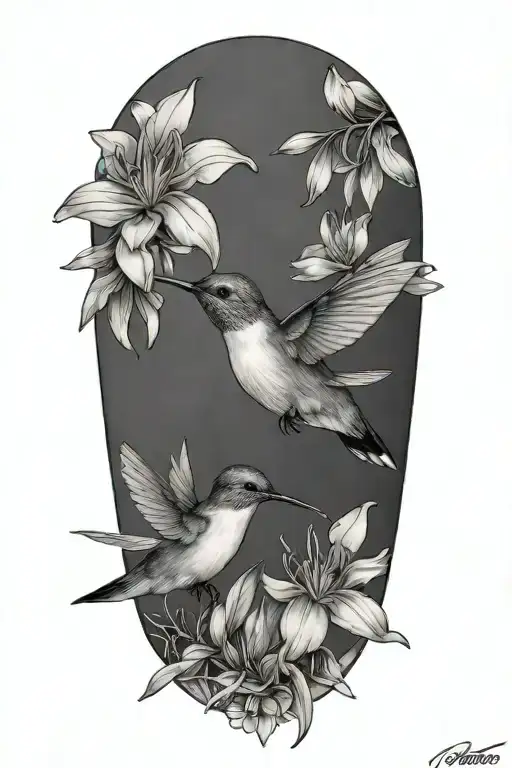 Hummingbird Feeding From Azalea