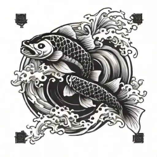 Koi Fish Wave Crashing