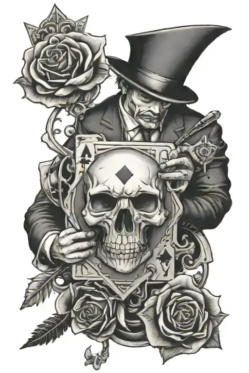 A Suit With A Rose Head Holding An Ace Of Diamonds Card And Keys In One Hand