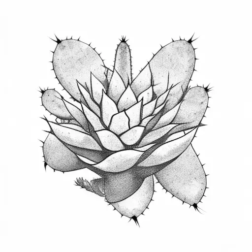 A Single Long Cactus With A Flower On Top