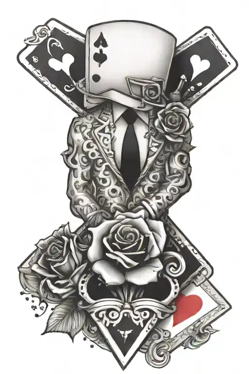 A Suit With A Rose Head Holding An Ace Of Diamonds Card And Keys In One Hand