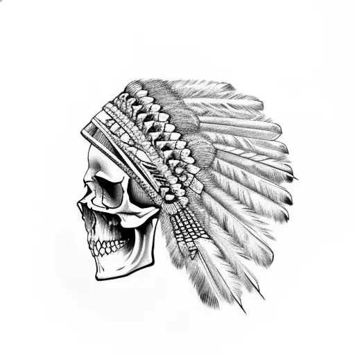 Half Skull Indian With Crown