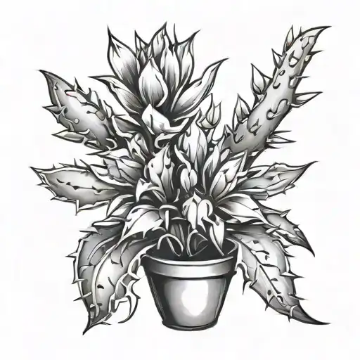 Create A Tattoo Of A Christmas Cactus With Gaming Elements Intertwined In The Design