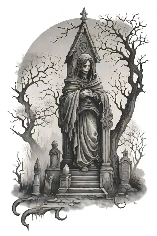 Foggy Gothic Graveyard Crying Child Walking Towards