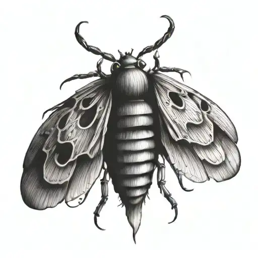 Rotten Moth Tattoo Design Combining Elements