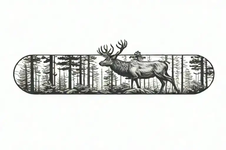 A Stag Walking Through A Pine Forest