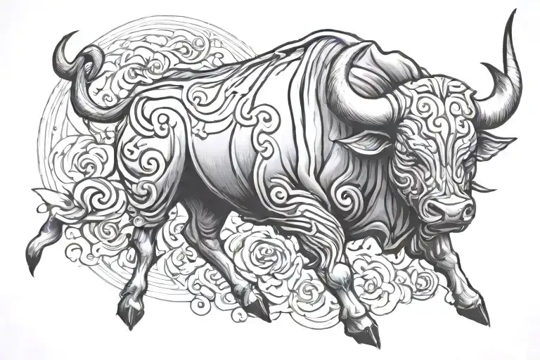 Bull Knee Tattoo Design