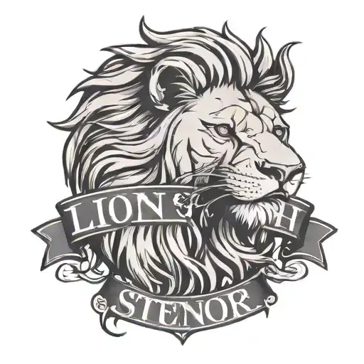 A Lion Silhouette With A Banner Wrapped Around Its Body Saying 'Strength And Honor'
