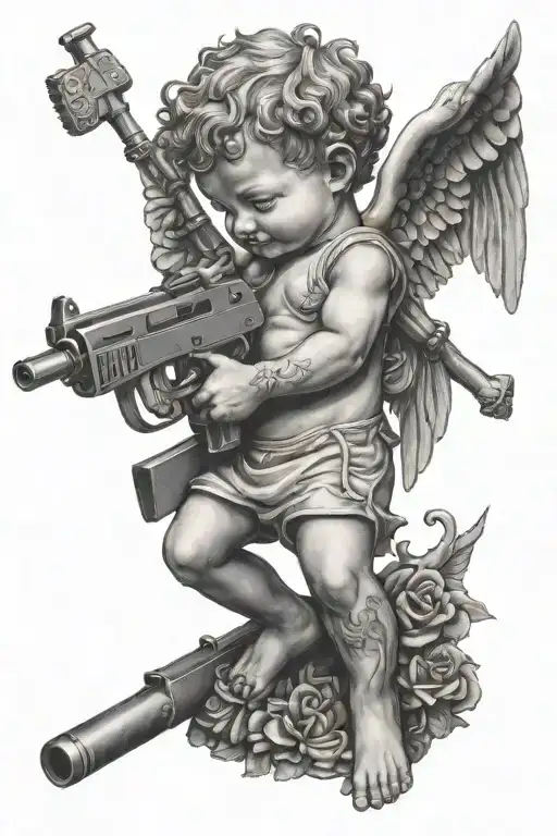 Cherub With Mac 10 Gun