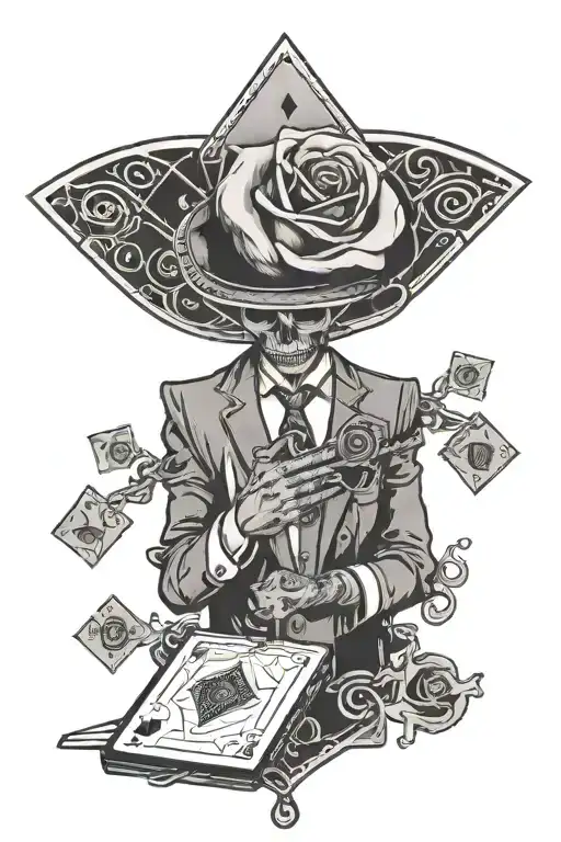 A Suit With A Rose Head Holding An Ace Of Diamonds Card And Keys In One Hand