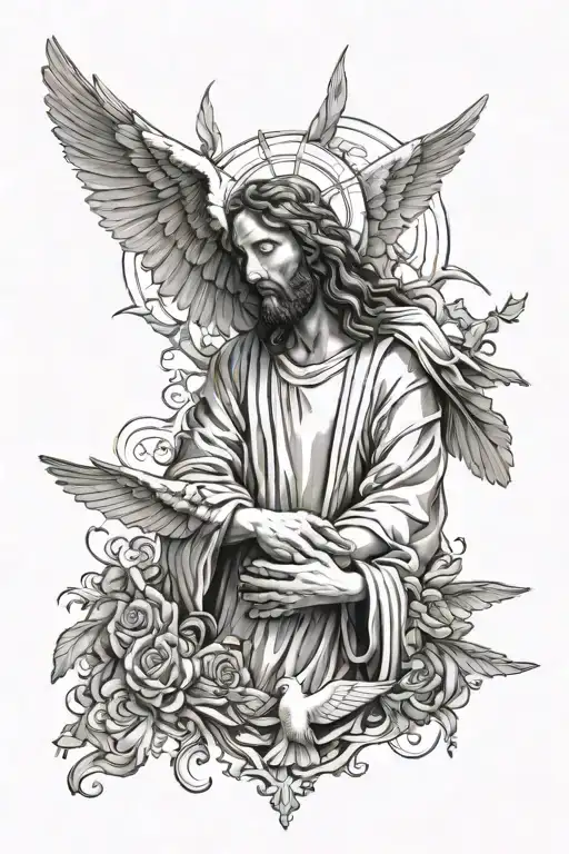 Jesus Christ Looking Down On A Dove Hands And Other Things