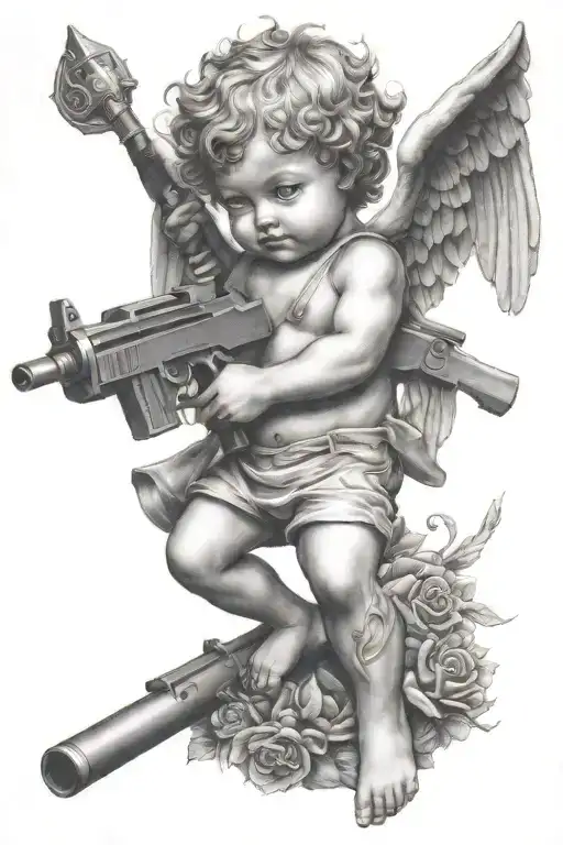 Cherub With Mac 10 Gun