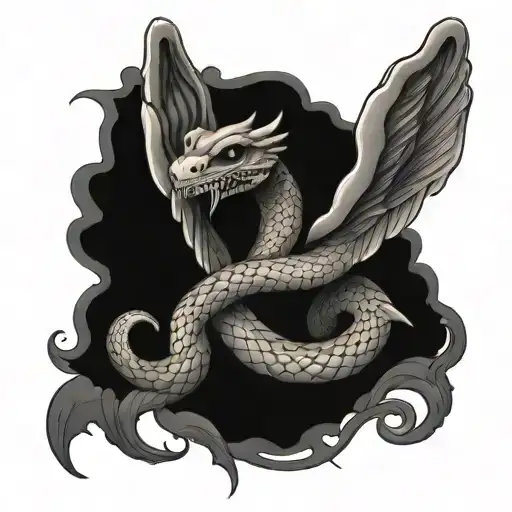 An Angelic Snake With Wings Made Of Skulls
