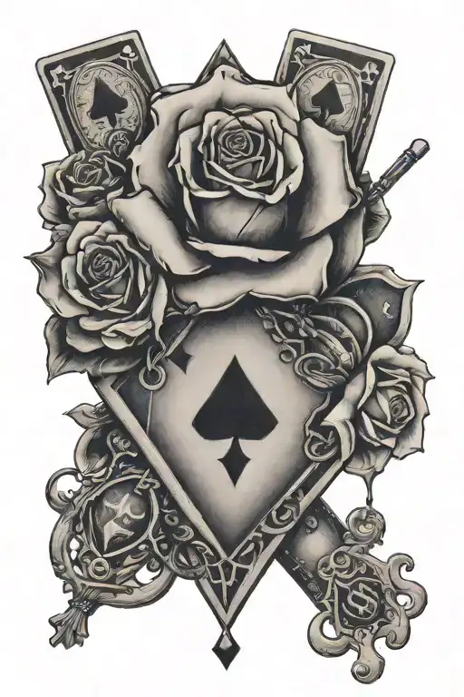 A Suit With A Rose Head Holding An Ace Of Diamonds Card And Keys In One Hand